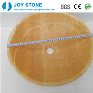 Cheap Polished Round Shape Honey Onyx Yellow Round Wash Basin Sink