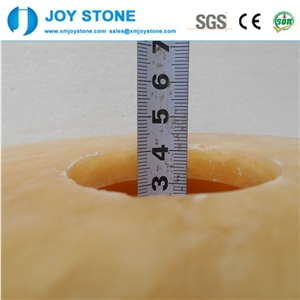 Cheap Polished Round Shape Honey Onyx Yellow Round Wash Basin Sink