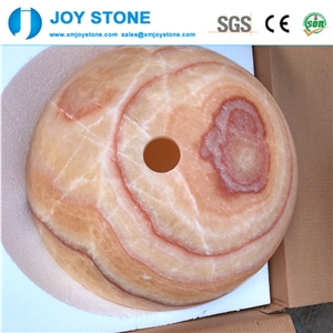 Cheap Price China Red Vein Honey Onyx Round Hotel Wash Basins Sinks