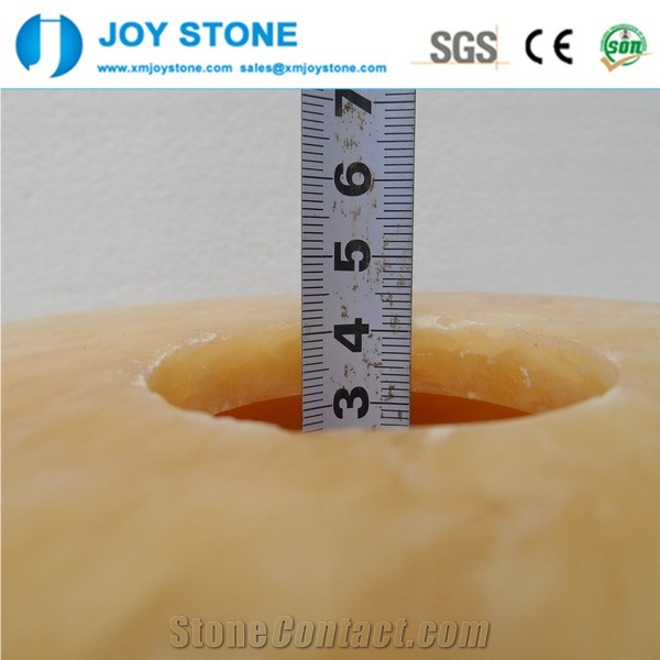 Cheap Round Shaped Handmade Honey Onyx Polished Bathroom Wash Basin