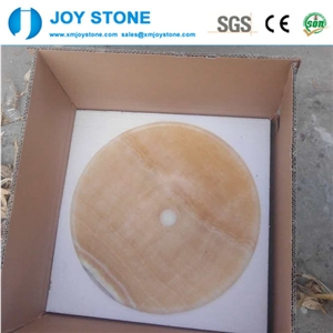 Cheap Round Shaped Handmade Honey Onyx Polished Bathroom Wash Basin
