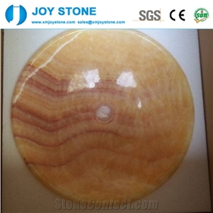 Customized Honey Onyx Buff Color Bathroom Round Polished Wash Basin