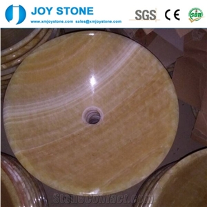 Customized Honey Onyx Buff Color Bathroom Round Polished Wash Basin