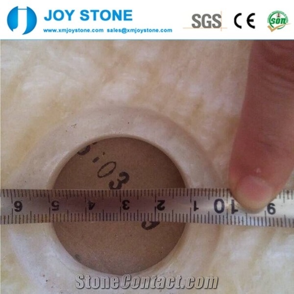 Customized Honey Onyx Buff Color Bathroom Round Polished Wash Basin