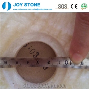 Customized Honey Onyx Buff Color Bathroom Round Polished Wash Basin