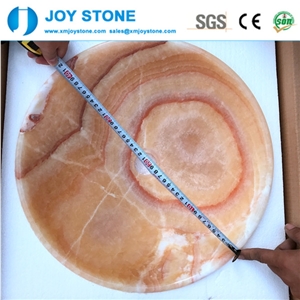 Handmade Red Vein China Honey Onyx Polished Round Wash Basin Sink