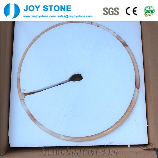 Handmade Red Vein China Honey Onyx Polished Round Wash Basin Sink