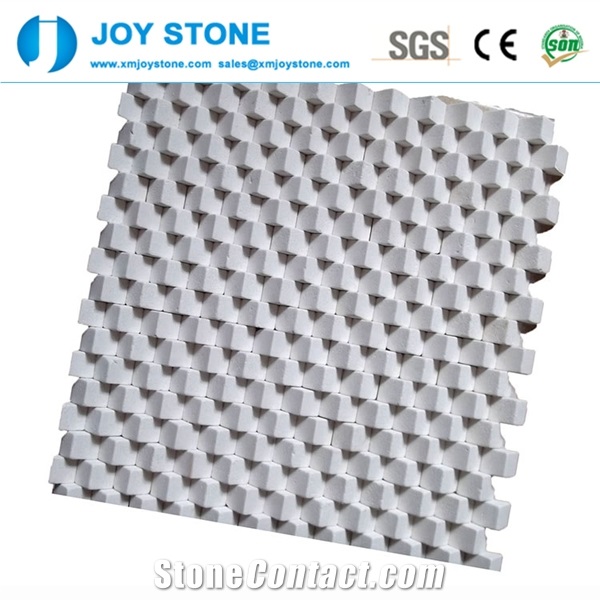 Hexagonal White Carrara Tiles and Marbles in Mosaic for Bathroom