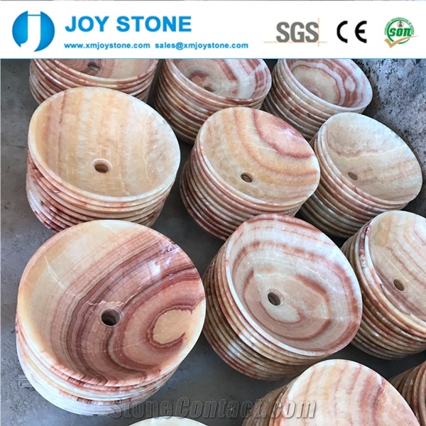 Red Color Marble Stone Wash Basin for Bathroom