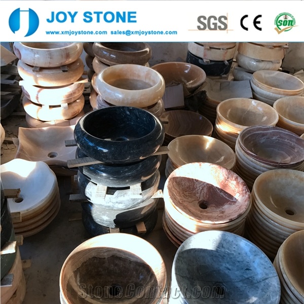 Red Color Marble Stone Wash Basin for Bathroom