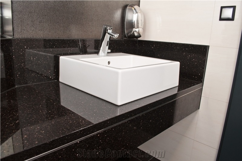 Black Galaxy Granite Bathroom Counter Top, Vanity Top