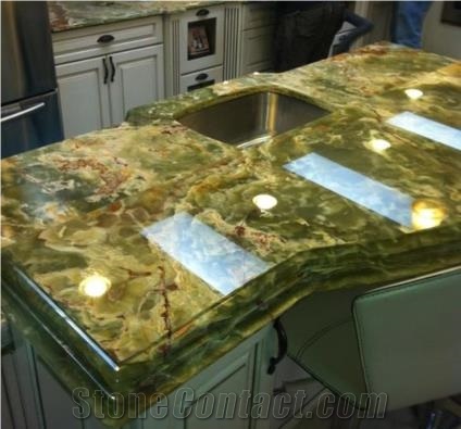 Exotic Variation Of Multicolor Green Onyx Semiprecious Gemstone Island