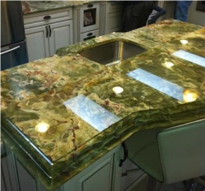 Exotic Variation Of Multicolor Green Onyx Semiprecious Gemstone Island