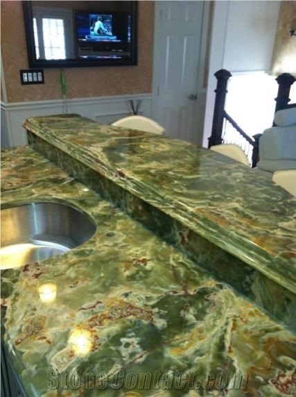 Exotic Variation Of Multicolor Green Onyx Semiprecious Gemstone Island