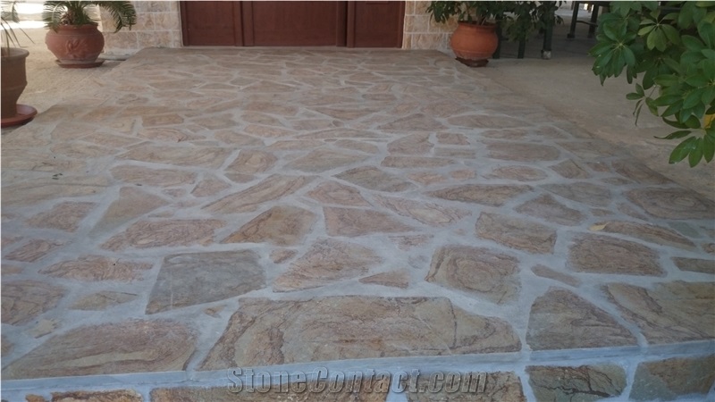Kafe Gkri Sandstone Irregular Flagstone Courtyard Pavement