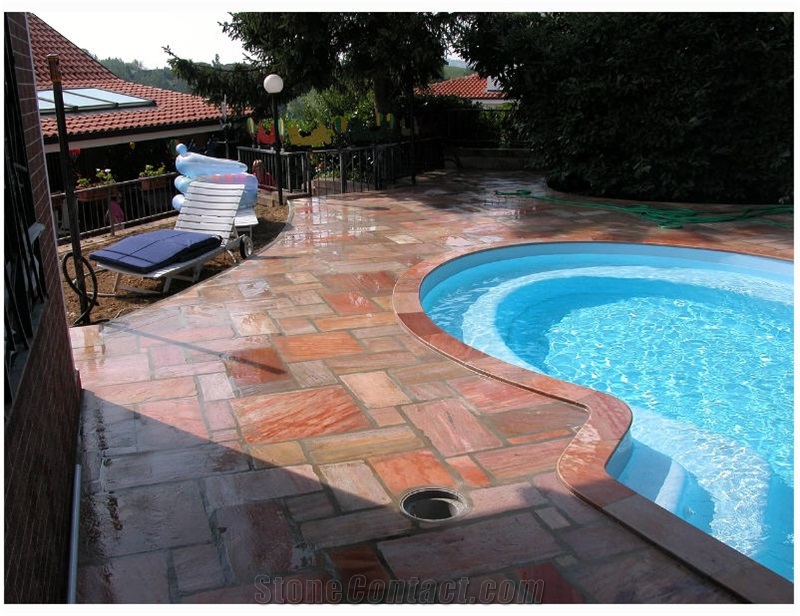 Rosa Oriente Sao Tome Quartzite Pool Pavers, Pool Coping