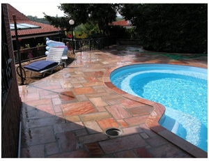 Rosa Oriente Sao Tome Quartzite Pool Pavers, Pool Coping