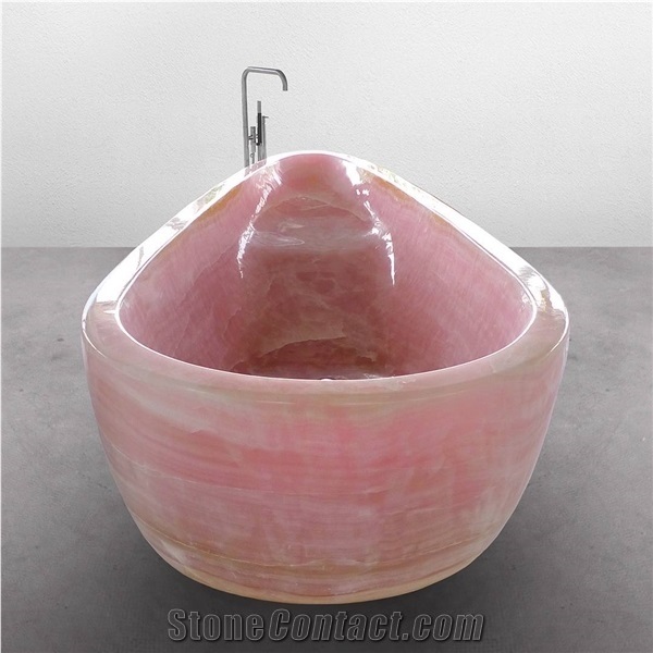 Rose White Onyx Slabs & Tiles, Iran Pink Onyx