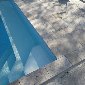 Classic Beige Travertine Pool Terrace Pavers, Pool Coping