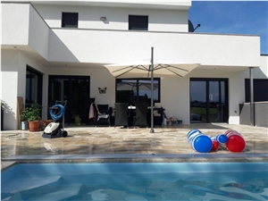 Classic Beige Travertine Pool Terrace Pavers, Pool Coping