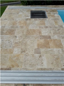 Classic Beige Travertine Pool Terrace Pavers, Pool Coping