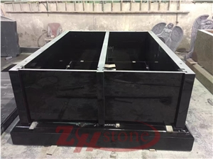 Granite Grey Black Flat Top Two Crypt Vertical Family Mausoleum