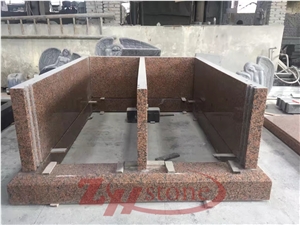 Granite Grey Black Flat Top Two Crypt Vertical Family Mausoleum