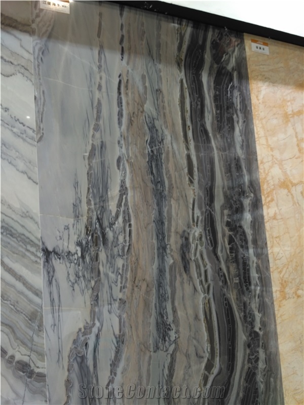 Sea Wave Black Marble Polished Slabs, Tiles