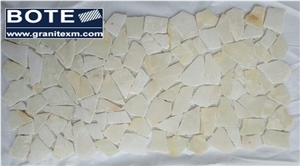 White Jade Marble Chipped Mosaic Medallion Wall Kitchen Decoration