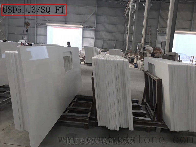 Pure White Quartz Countertops, Engineered Stone Island Tops,Bar Tops
