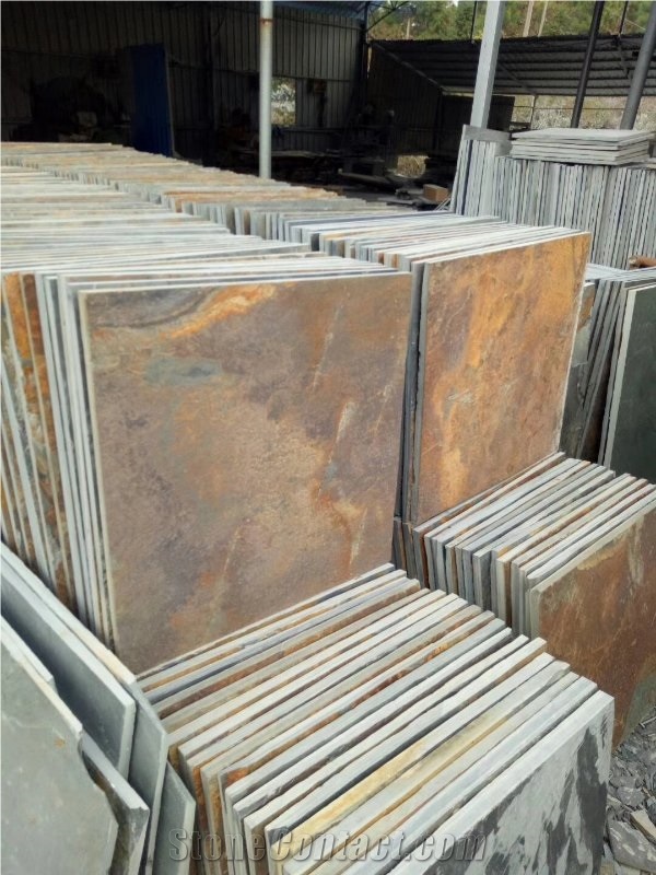Cheap Chinese Rusty Slate,Natural Brown,Yellow,Tiles,Flooring