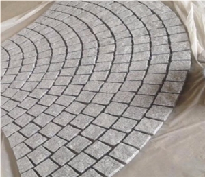 Fan Shape Granite Cube Stone,Cobble,Paver,On Mesh,Paving