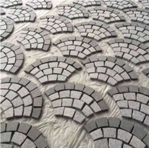 Fan Shape Granite Cube Stone,Cobble,Paver,On Mesh,Paving