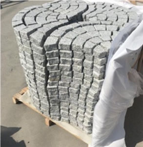 Fan Shape Granite Cube Stone,Cobble,Paver,On Mesh,Paving