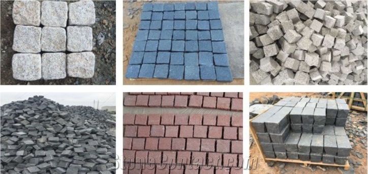 Fan Shape Granite Cube Stone,Cobble,Paver,On Mesh,Paving