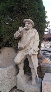 Natural Granite Human Sculptures,Hand Carved Statues,Western in Garden
