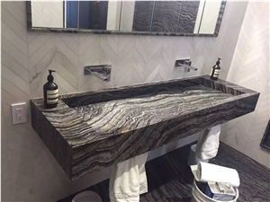 Balck Wooden Grain Marble Custom Vanity Top,Hotel Bathroom Countertop Balck Wooden Grain Marble Custom Vanity Top,Hotel Bathroom Countertop