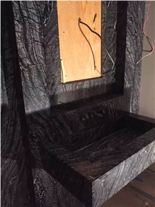 Balck Wooden Grain Marble Custom Vanity Top,Hotel Bathroom Countertop