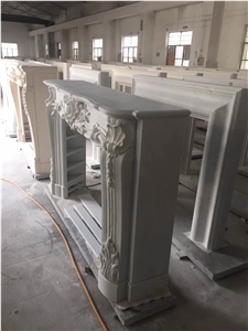 Custom Made Marble Fireplace White Stone Modern Stype Fireplace