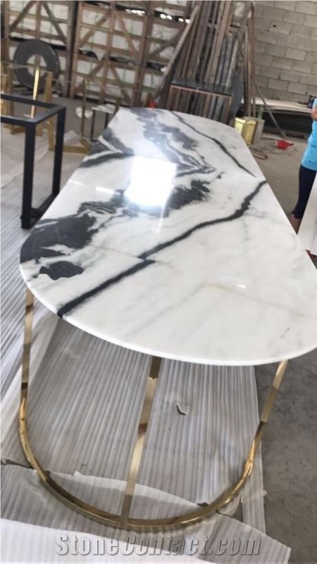 Marble Stone Furniture Bookmatch Panda White Office Meeting Tables