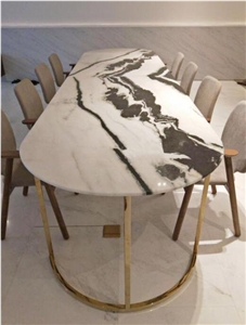 Marble Stone Furniture Bookmatch Panda White Office Meeting Tables