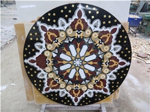 Marble Stone Waterjet Medallions Black Marquina Medallions for Floor