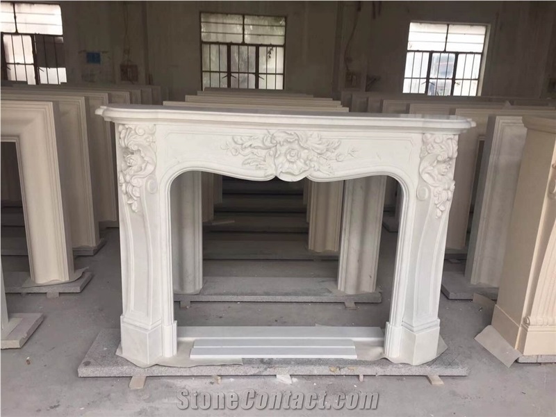 Natural Stone Fireplace Yellow Limestone Sawn Finish Fireplace Mantel