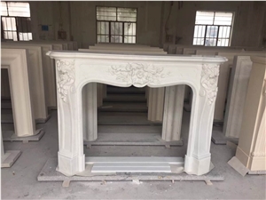 Natural Stone Fireplace Yellow Limestone Sawn Finish Fireplace Mantel