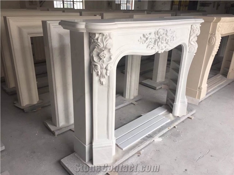 Natural Stone Fireplace Yellow Limestone Sawn Finish Fireplace Mantel