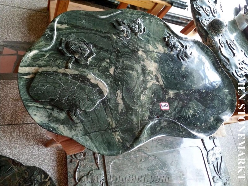 Nine Dragon Green Marble Tea Trays Shape Customized,Interior Furniture