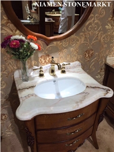 Rainbow Onyx Hotel Vanity Top Project,Bathroom Countertop Customized
