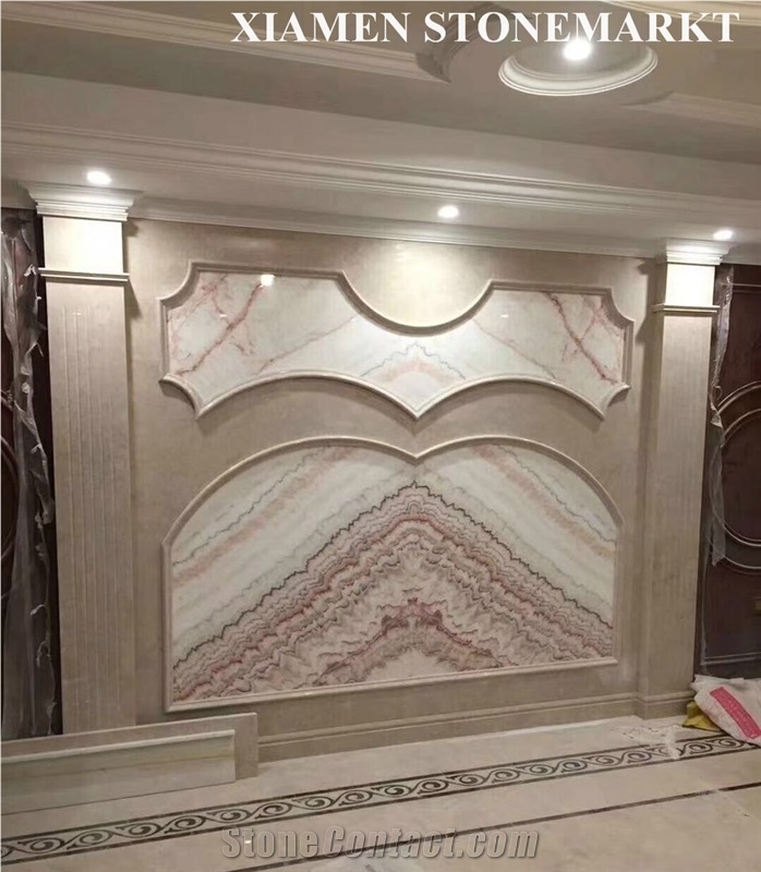 Rainbow Onyx Translucent Stone Interior Walling Panel Bookmatched Slab