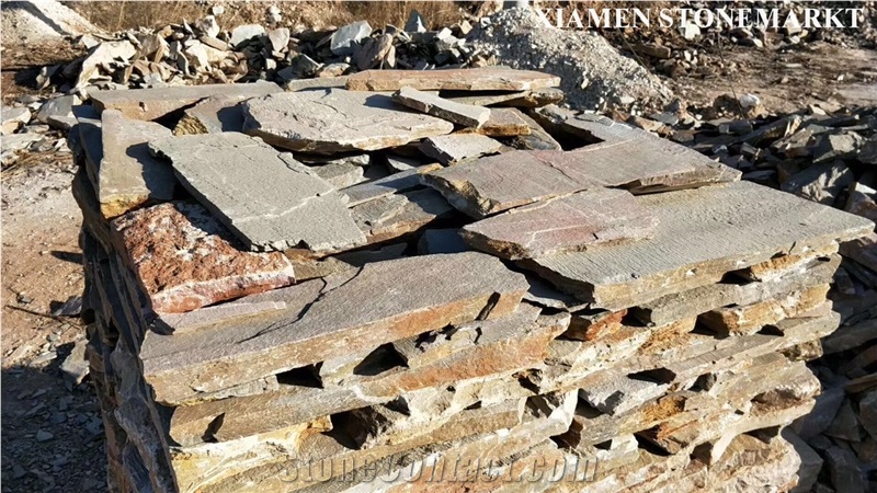 Rusty Brown Slate Tiles Inrregular Pavers,Slate Floor French Pattern