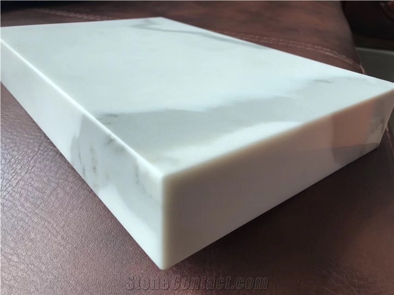 Artifical Stone Calacatta White Quartz Bath Vanity Tops Hotel Project
